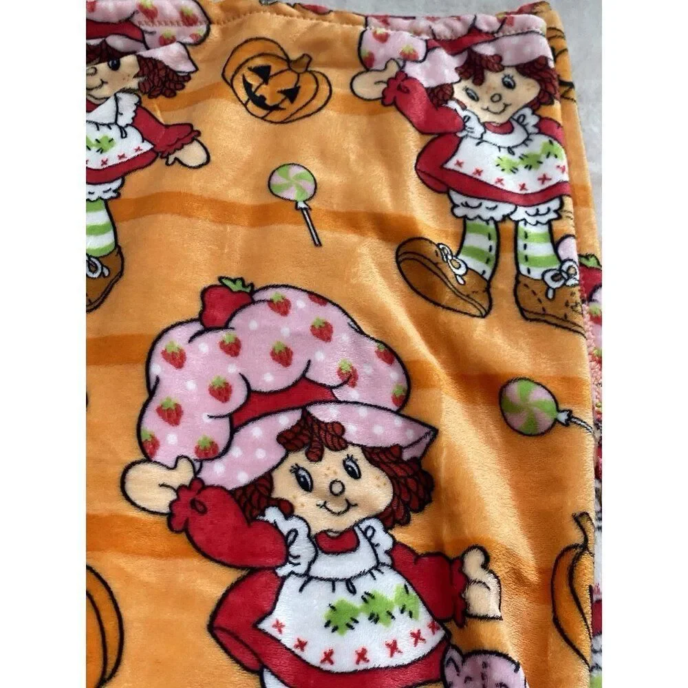 Strawberry Shortcake Orange Halloween Pumpkin Plush Throw Blanket‎ 50 X 70” NEW